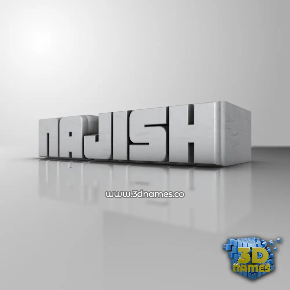 najish in White Metro style - 3D name wallpaper