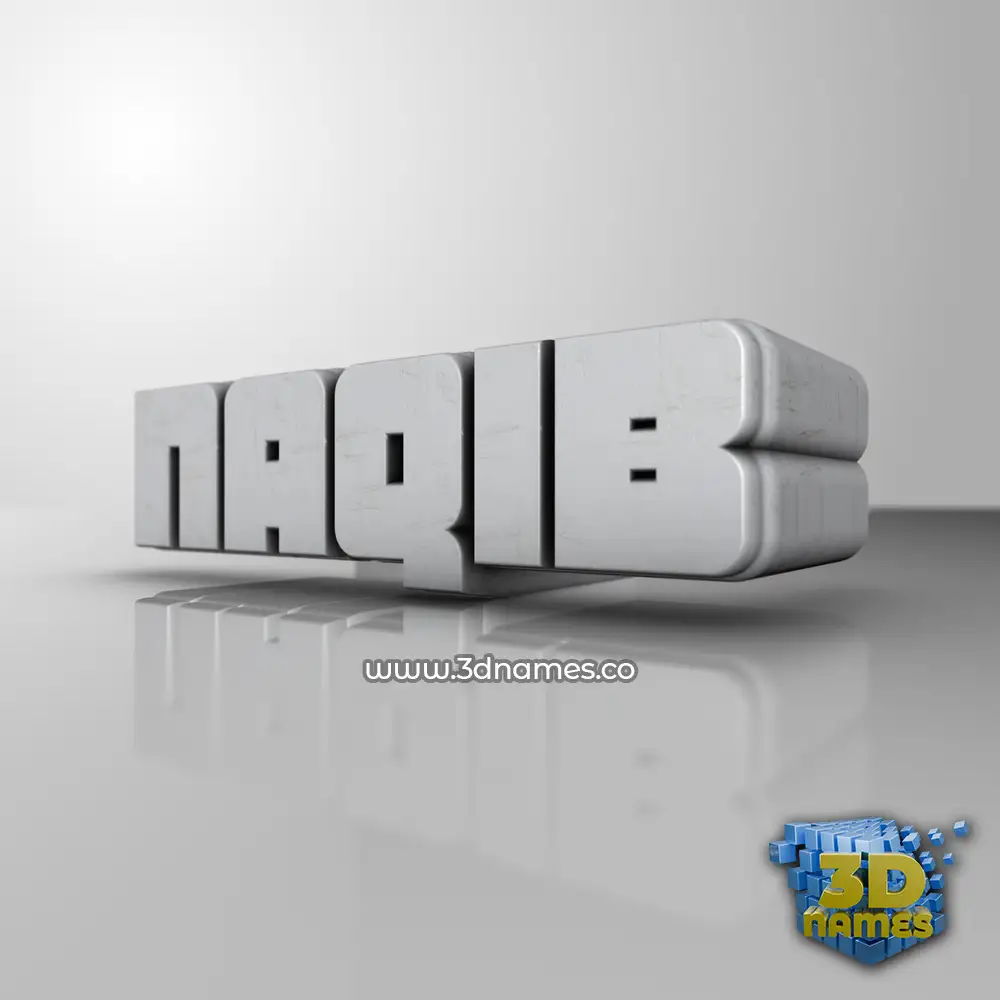 naqib in White Metro style - 3D name wallpaper