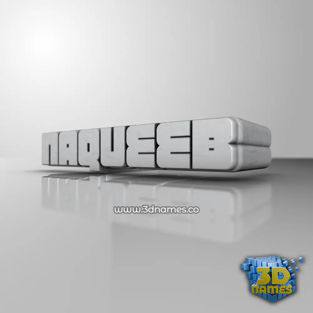 naqueeb in White Metro style - 3D name wallpaper