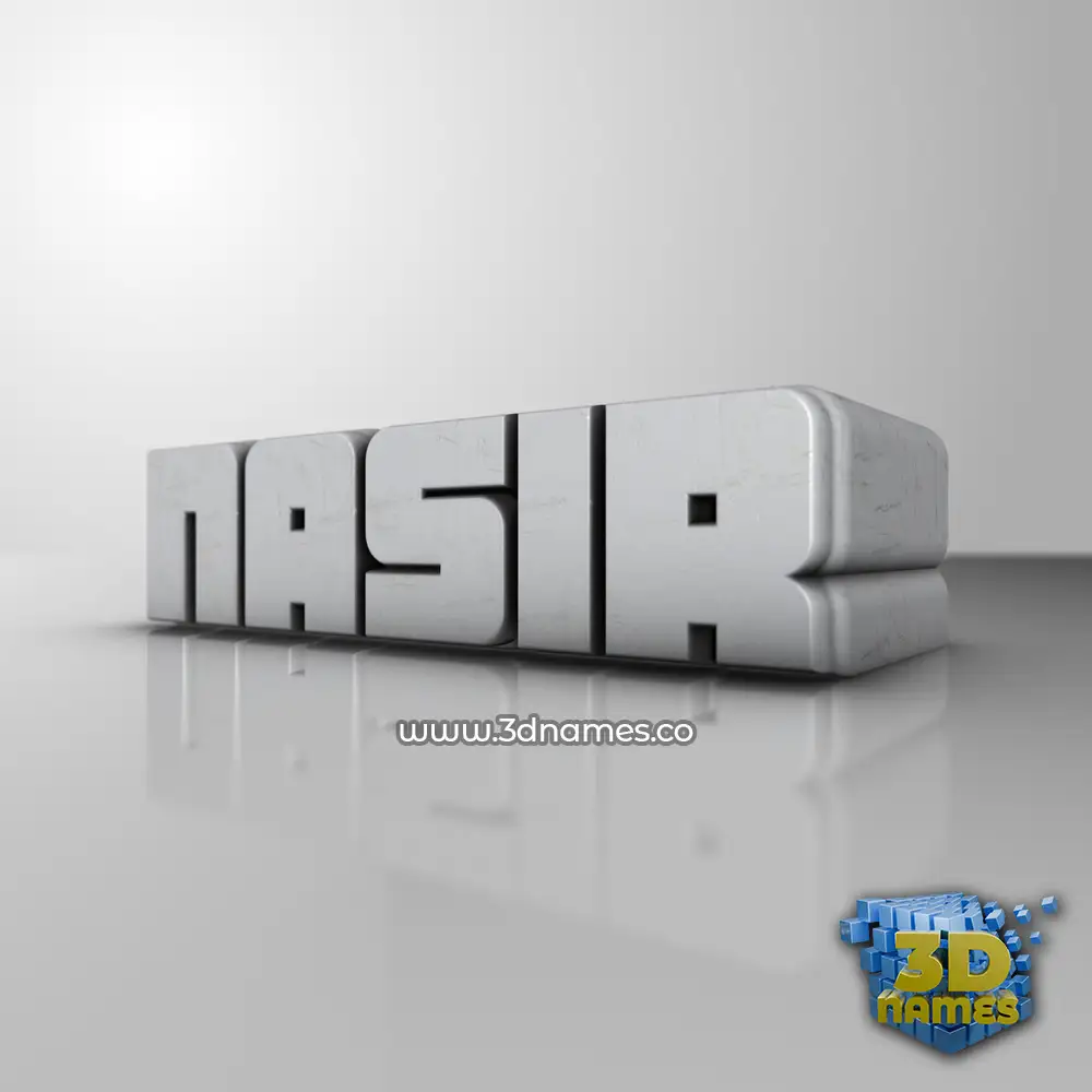 nasir in White Metro style - 3D name wallpaper