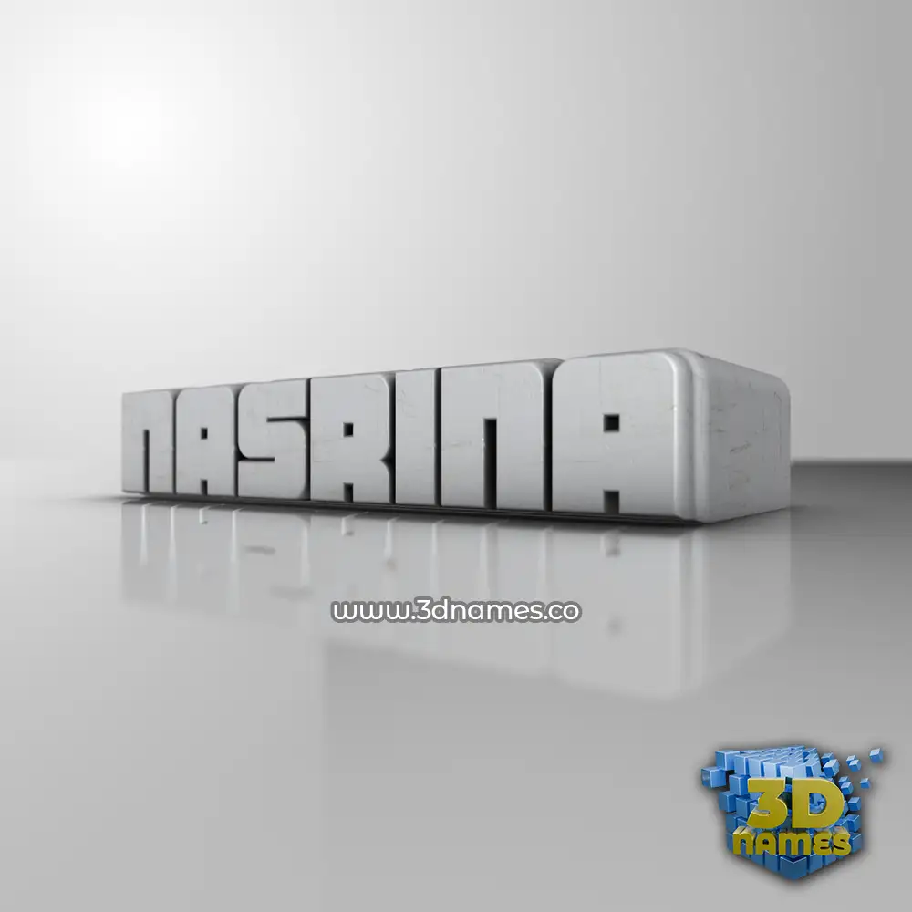 nasrina in White Metro style - 3D name wallpaper