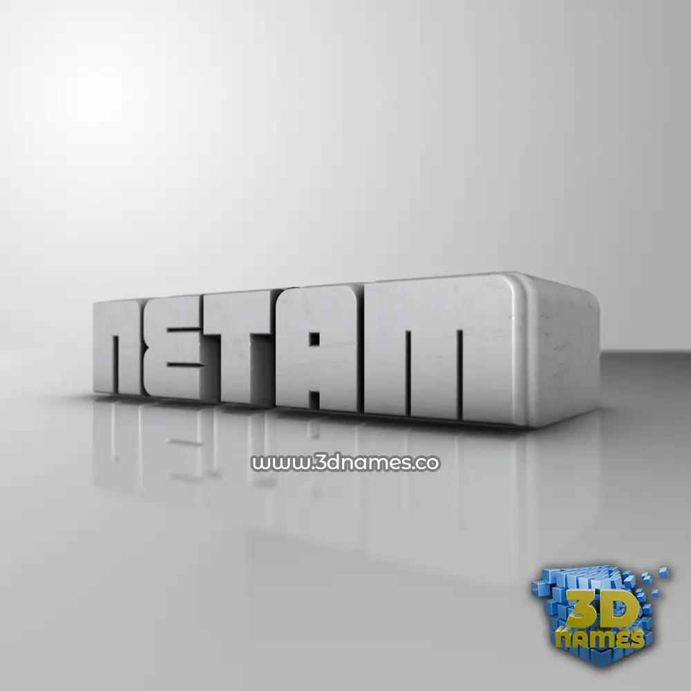 netam in White Metro style - 3D name wallpaper