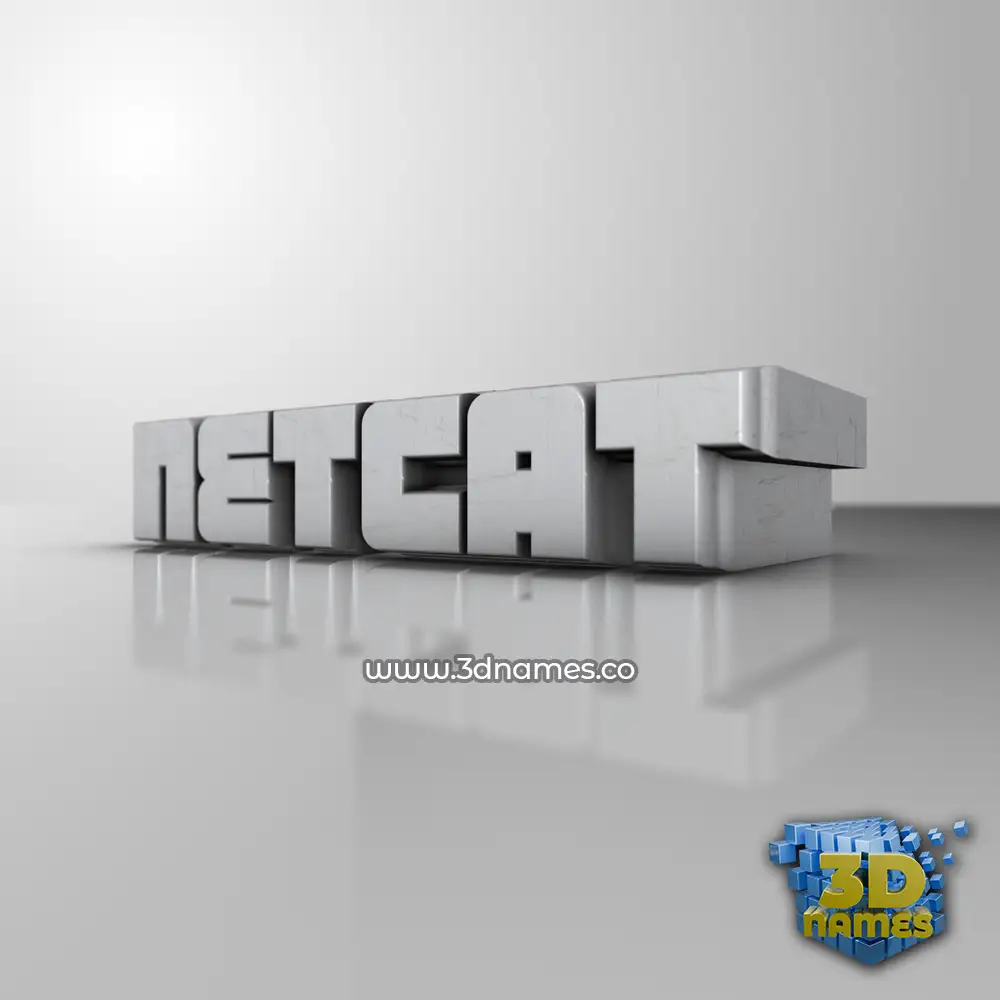 netcat in White Metro style - 3D name wallpaper
