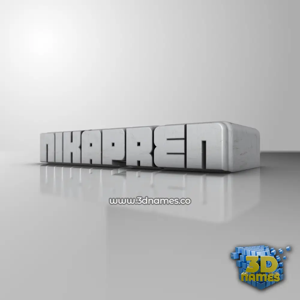 nikapren in White Metro style - 3D name wallpaper