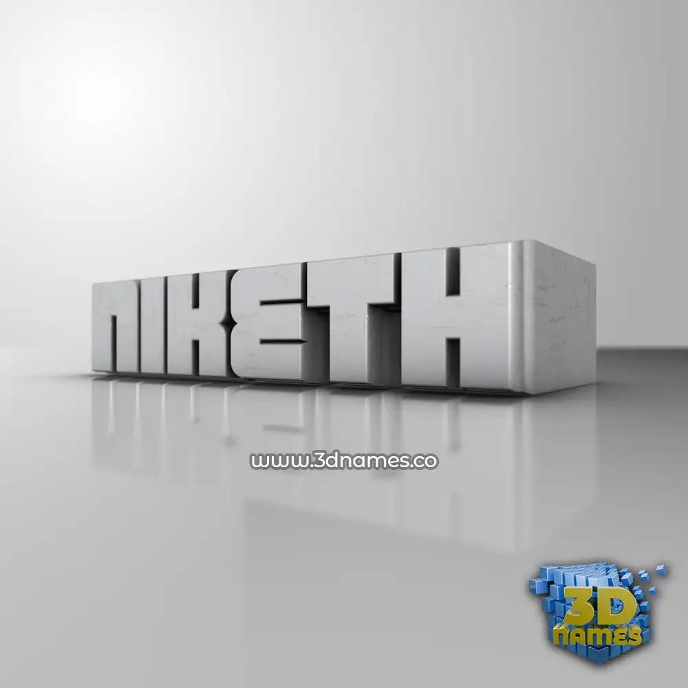 niketh in White Metro style - 3D name wallpaper