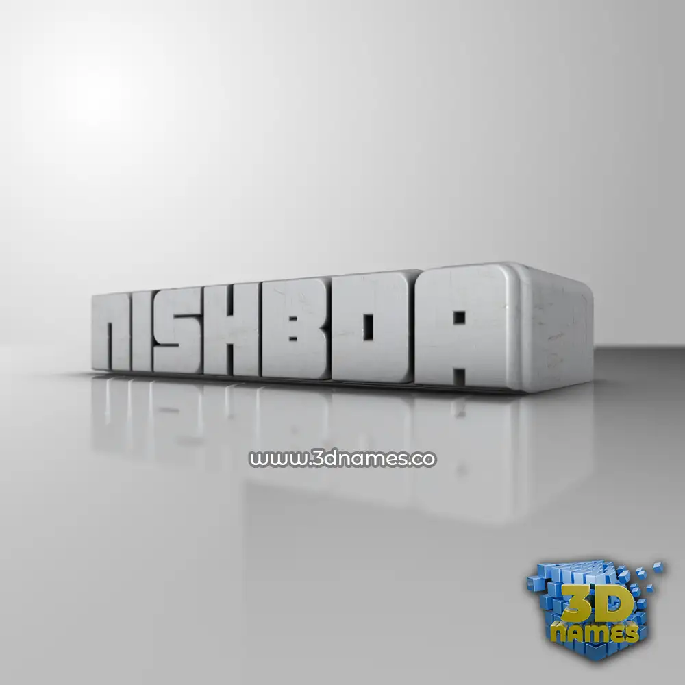nishbda in White Metro style - 3D name wallpaper