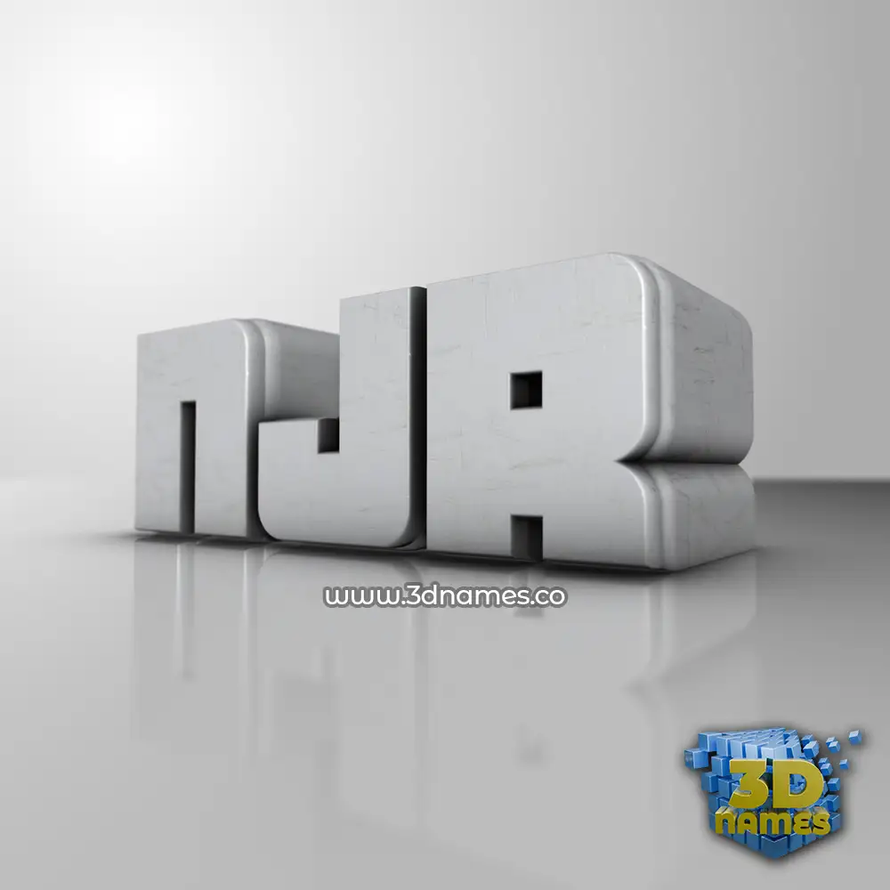 njr in White Metro style - 3D name wallpaper