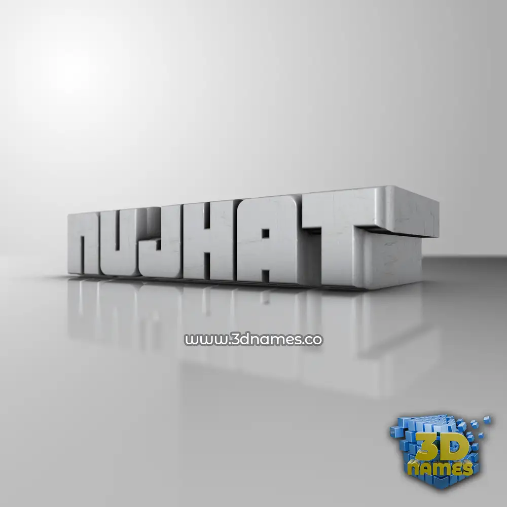 nujhat in White Metro style - 3D name wallpaper