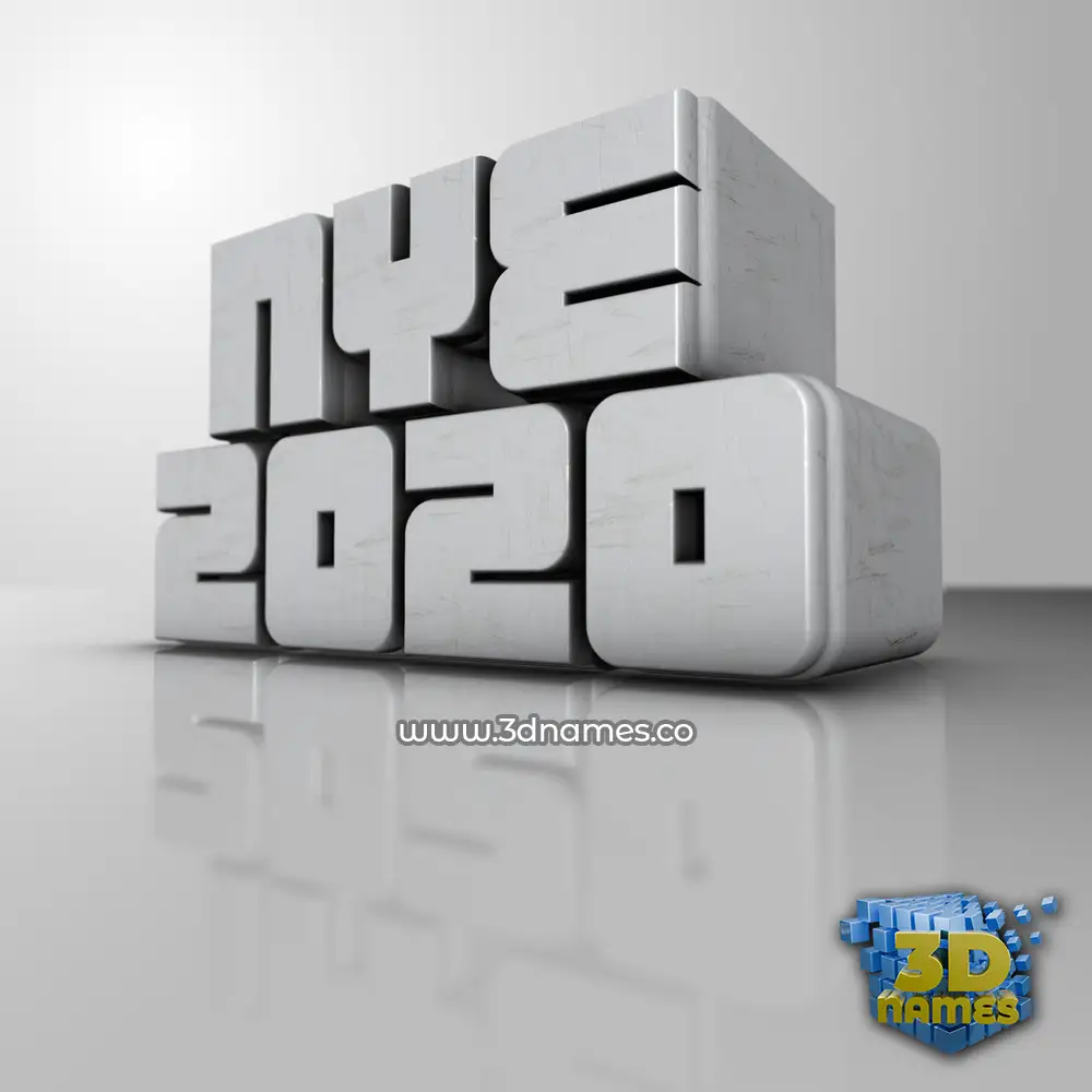 nye 2020 in White Metro style - 3D name wallpaper