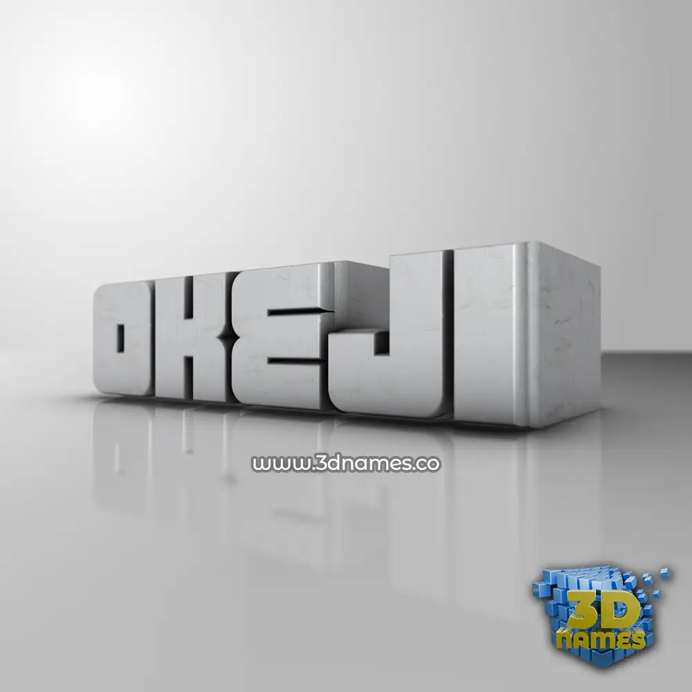 okeji in White Metro style - 3D name wallpaper