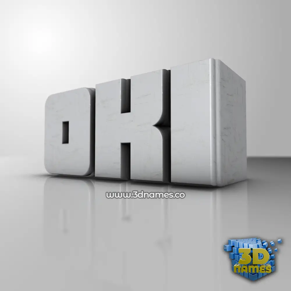 oki in White Metro style - 3D name wallpaper