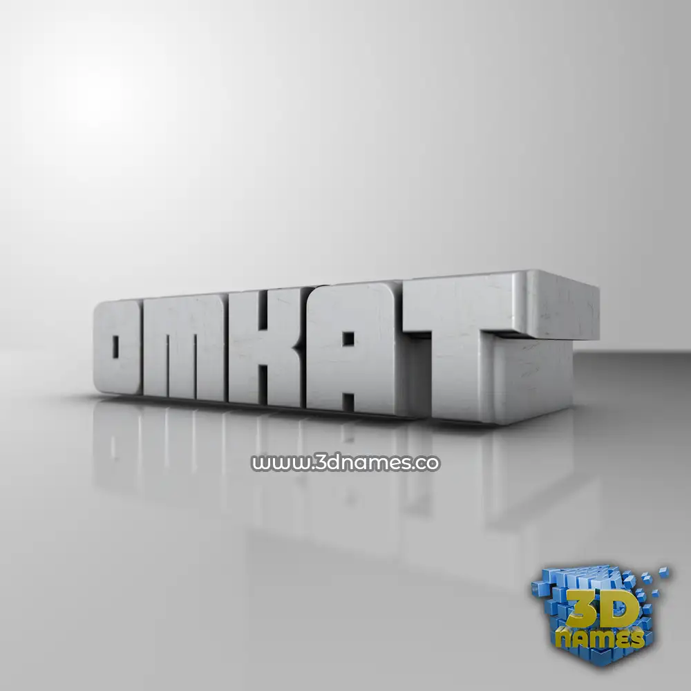 omkat in White Metro style - 3D name wallpaper