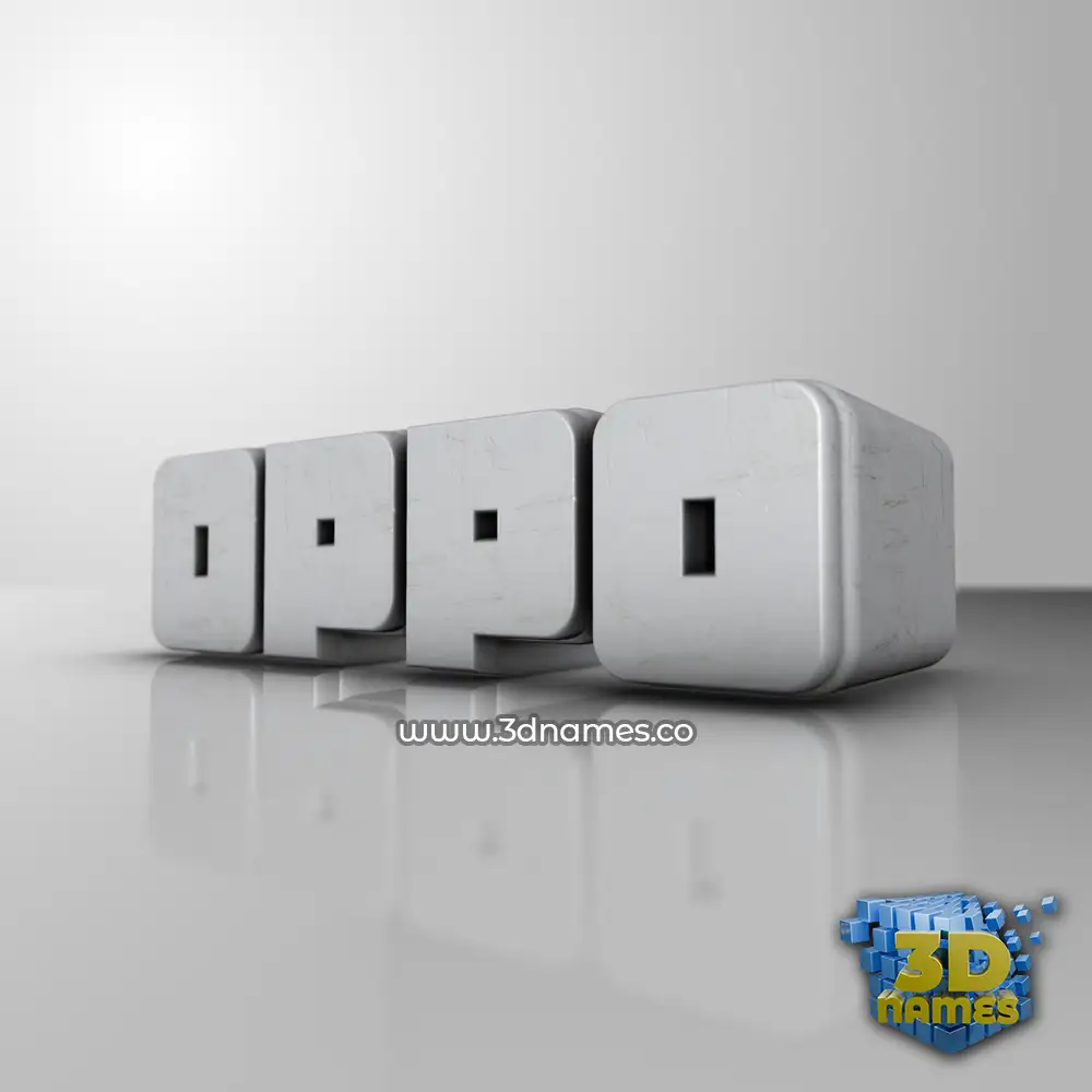 oppo in White Metro style - 3D name wallpaper