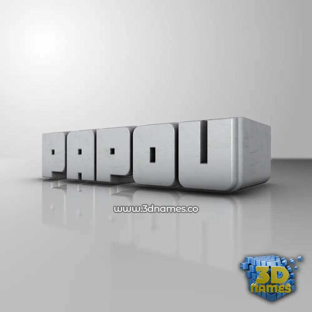 papou in White Metro style - 3D name wallpaper