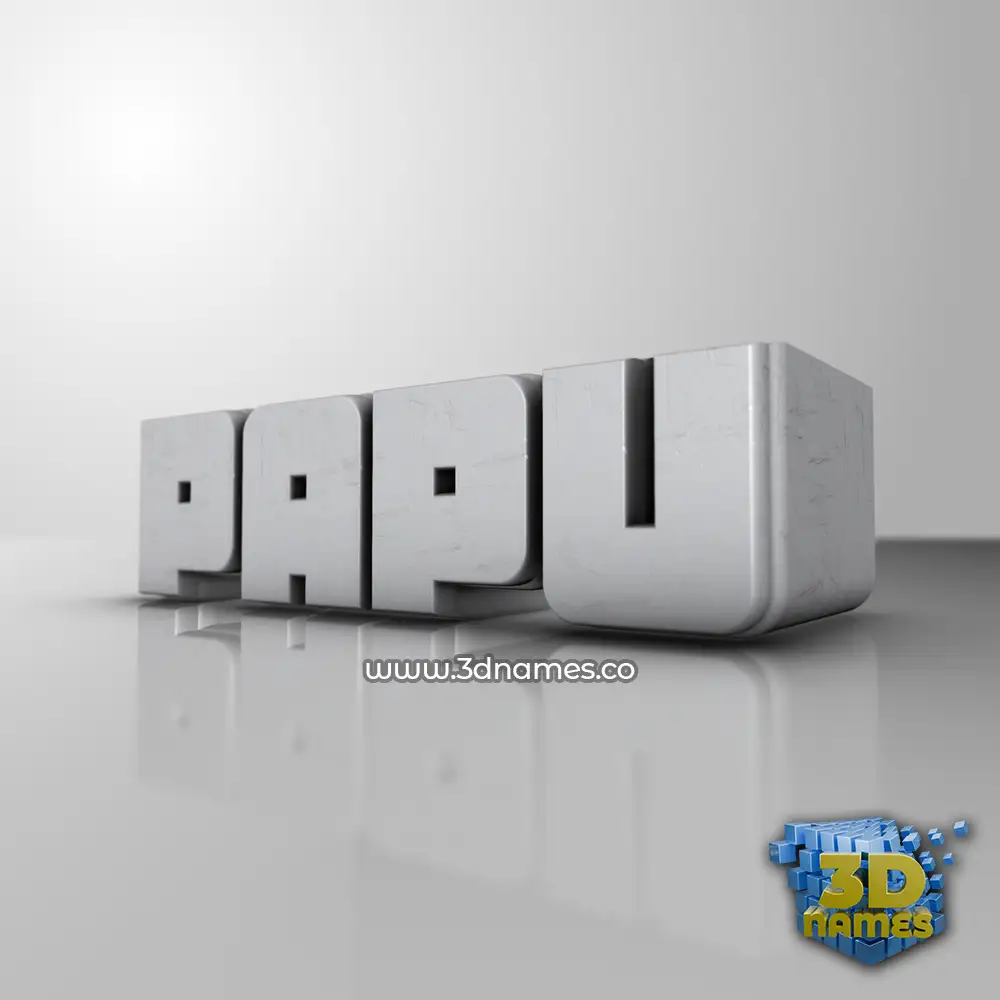 papu in White Metro style - 3D name wallpaper