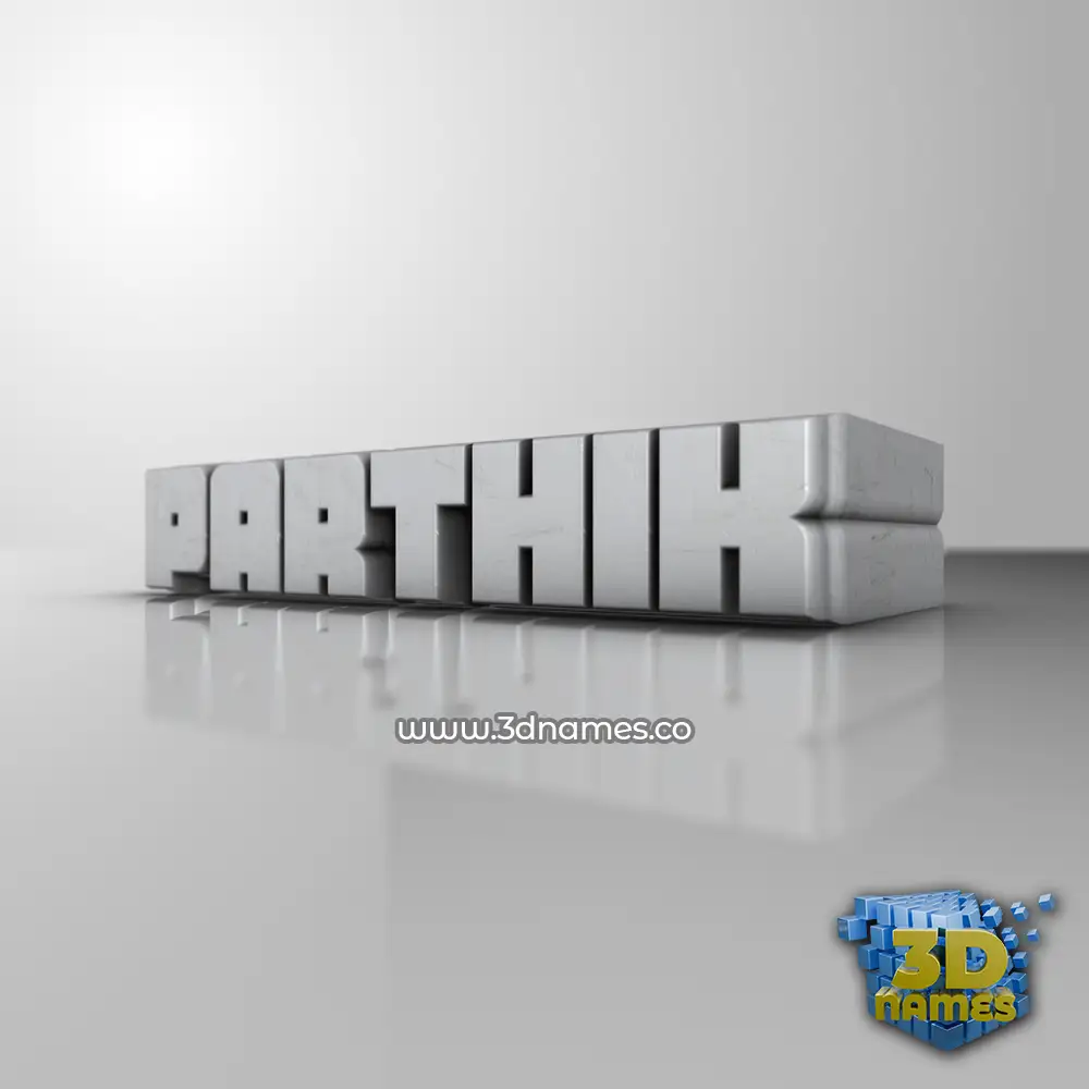 parthik in White Metro style - 3D name wallpaper