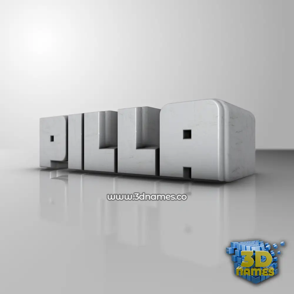 pilla in White Metro style - 3D name wallpaper