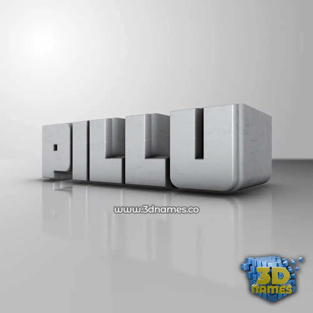 pillu in White Metro style - 3D name wallpaper