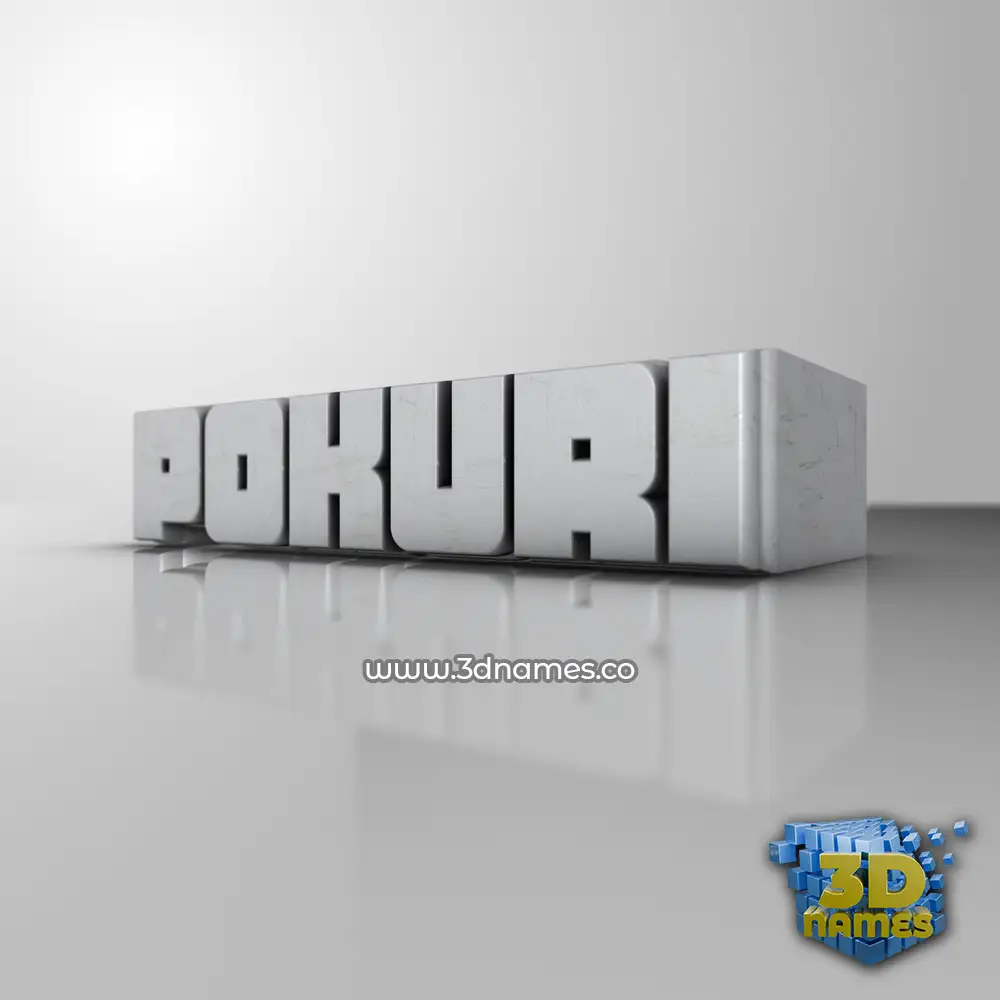 pokuri in White Metro style - 3D name wallpaper