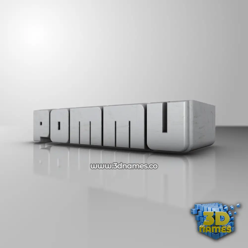 pommu in White Metro style - 3D name wallpaper
