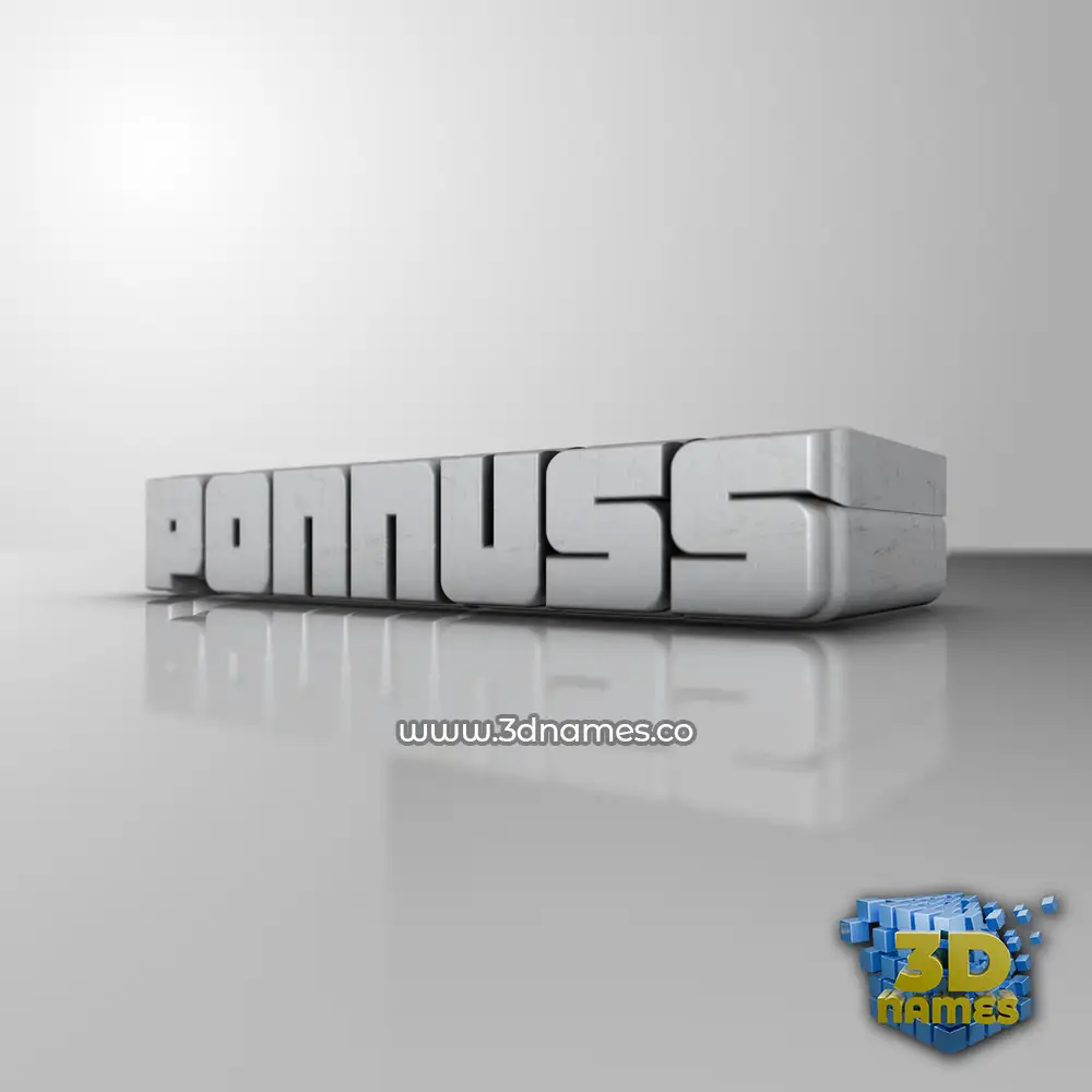 ponnuss in White Metro style - 3D name wallpaper
