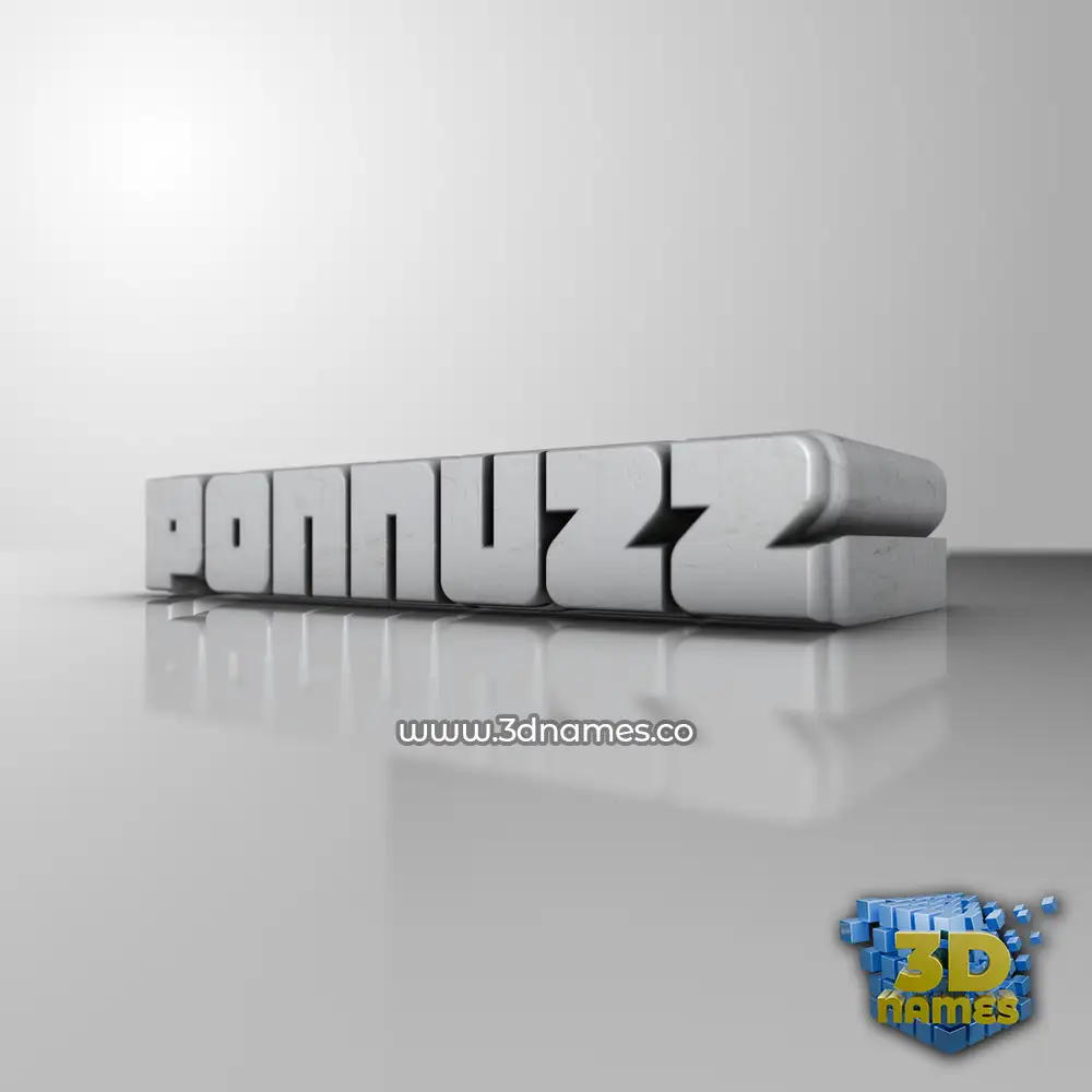 ponnuzz in White Metro style - 3D name wallpaper
