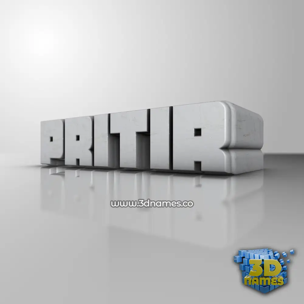 pritir in White Metro style - 3D name wallpaper