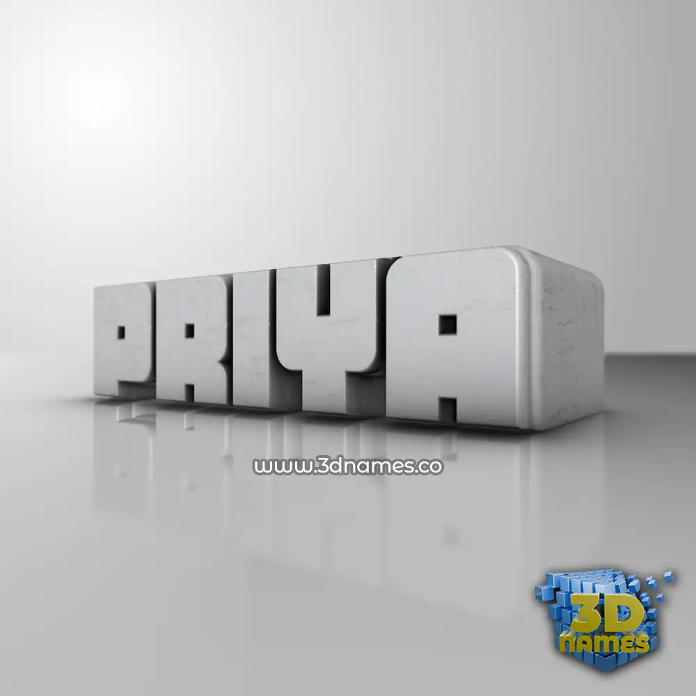 priya in White Metro style - 3D name wallpaper