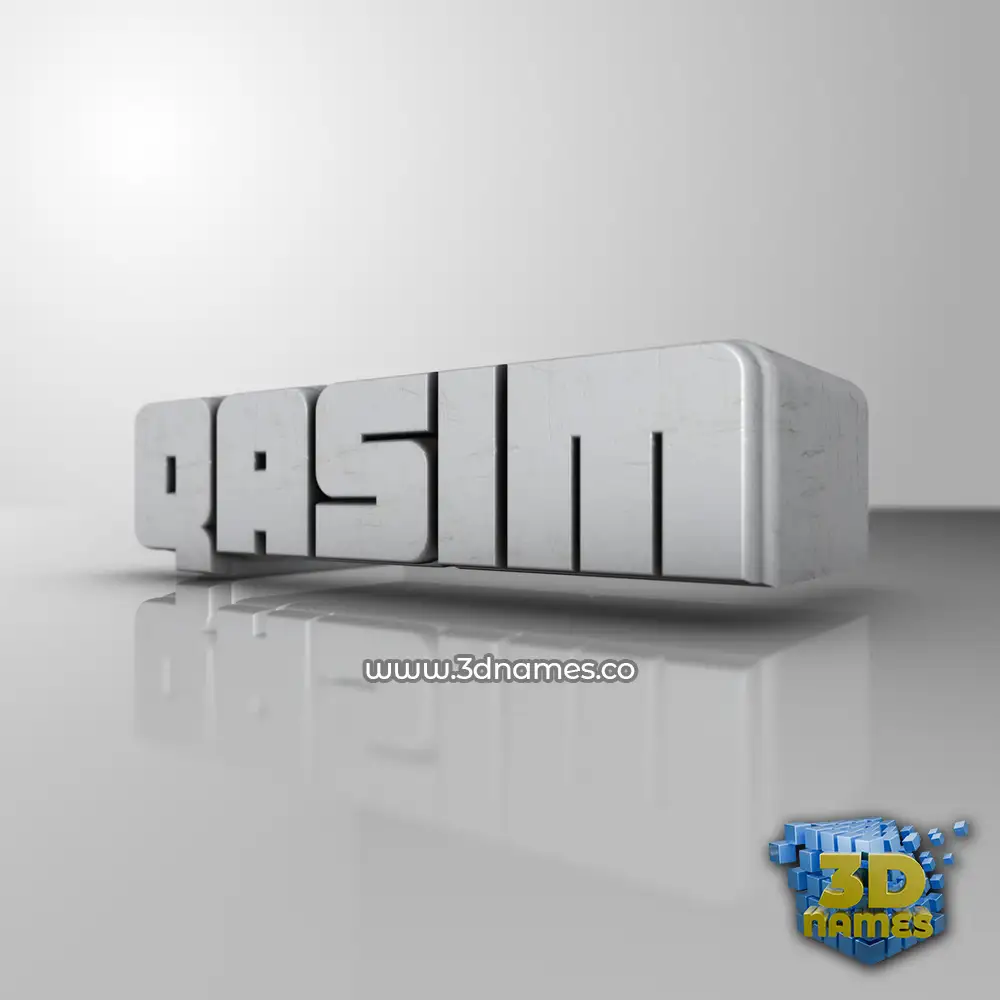 qasim in White Metro style - 3D name wallpaper