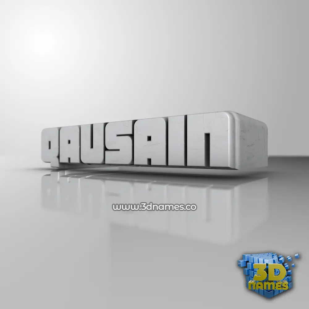 qausain in White Metro style - 3D name wallpaper