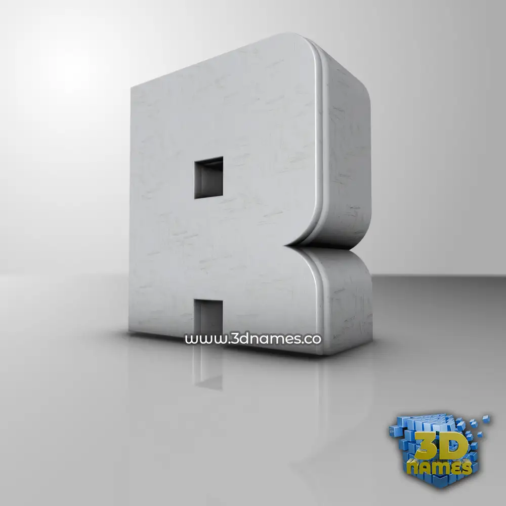 r in White Metro style - 3D name wallpaper