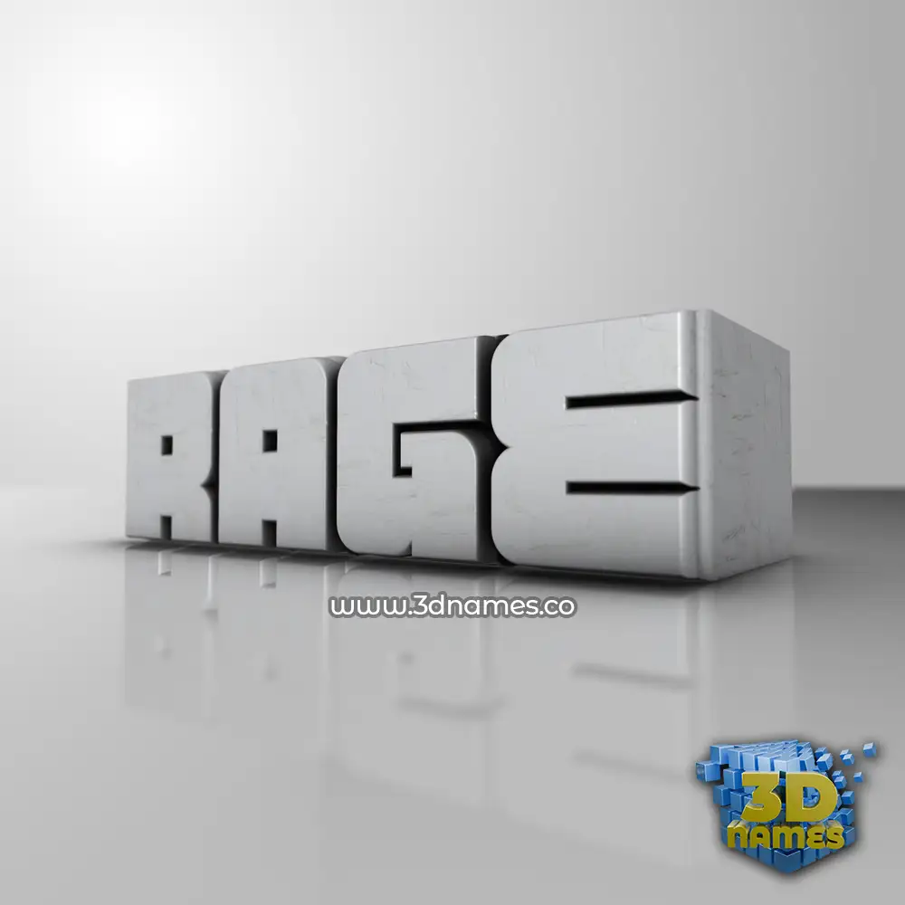 rage in White Metro style - 3D name wallpaper