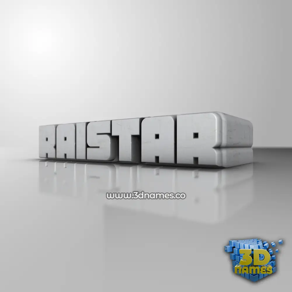raistar in White Metro style - 3D name wallpaper