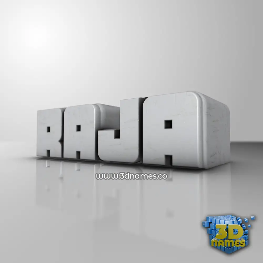 raja in White Metro style - 3D name wallpaper