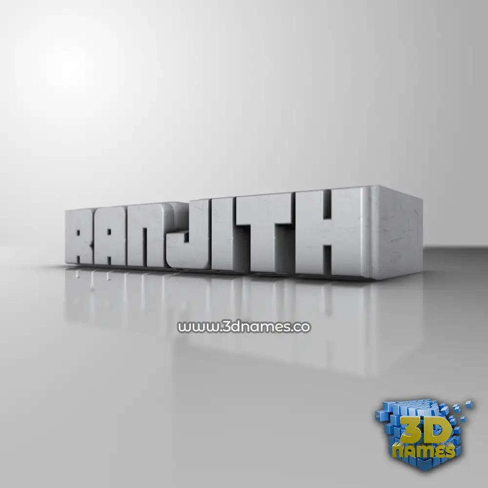 ranjith in White Metro style - 3D name wallpaper
