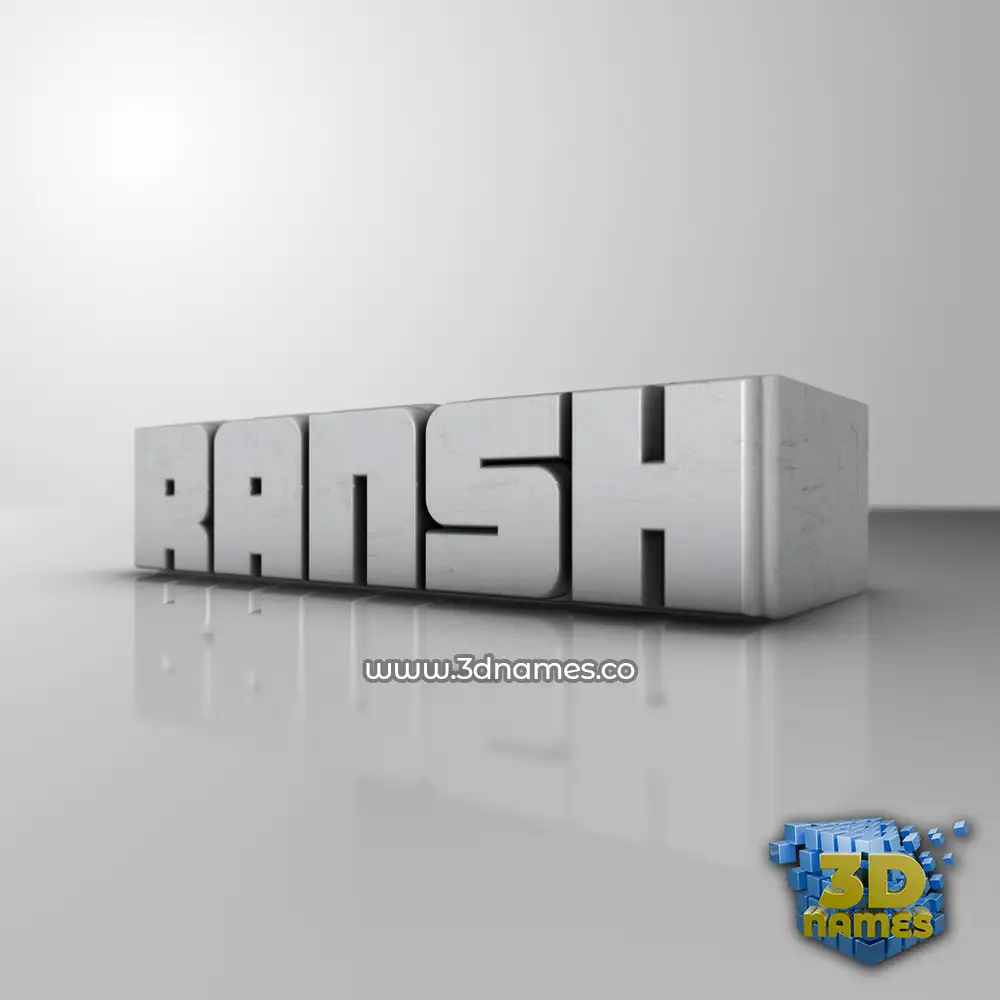 ransh in White Metro style - 3D name wallpaper