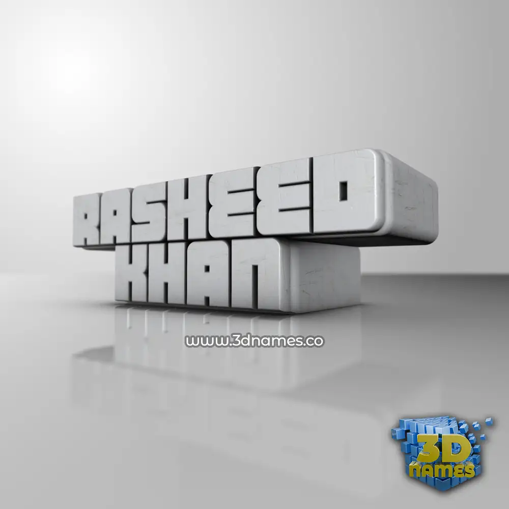 rasheed khan in White Metro style - 3D name wallpaper