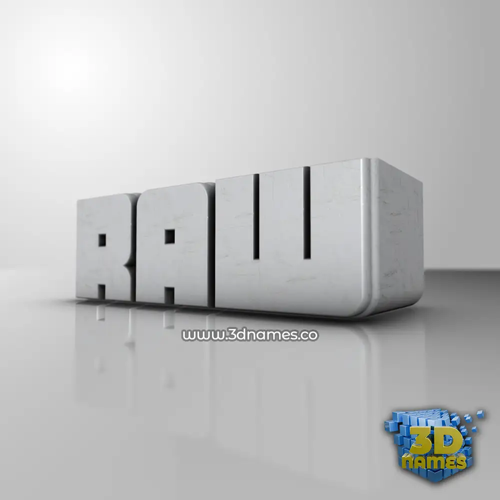 raw in White Metro style - 3D name wallpaper