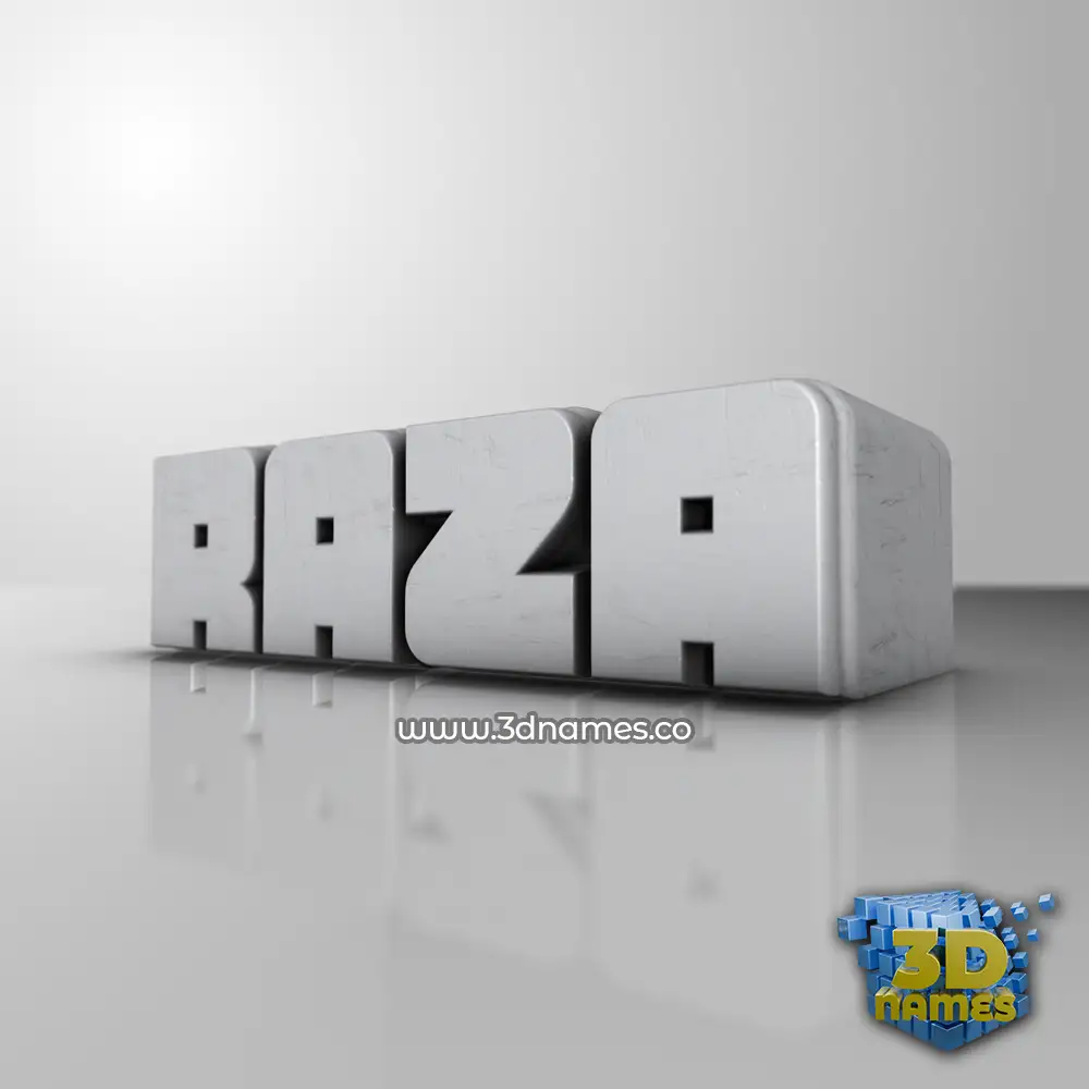 raza in White Metro style - 3D name wallpaper