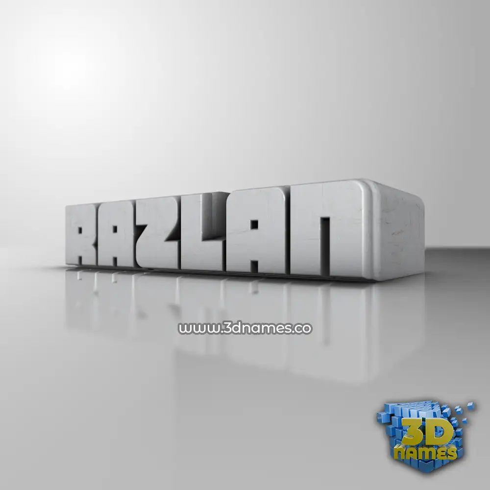 razlan in White Metro style - 3D name wallpaper
