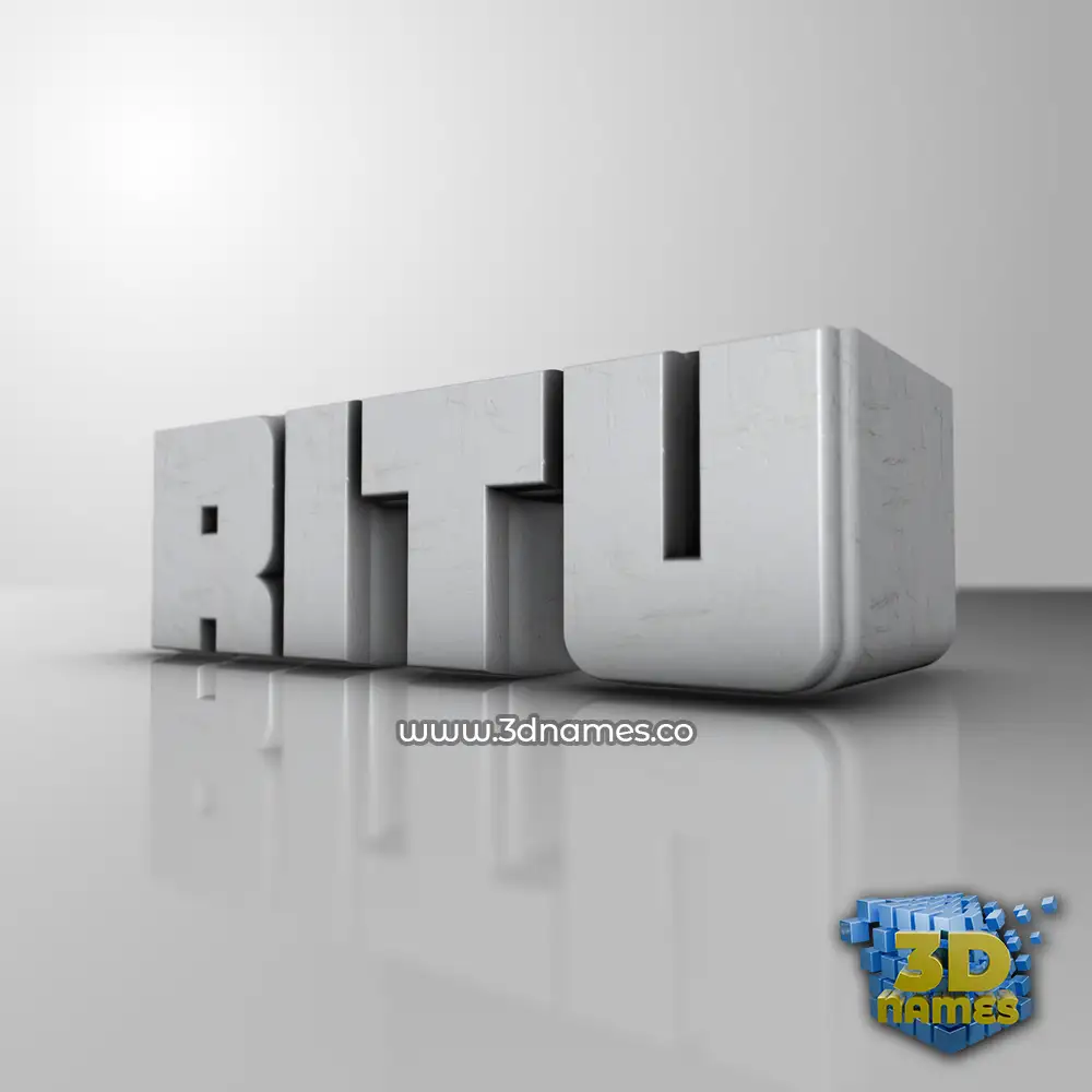 ritu in White Metro style - 3D name wallpaper