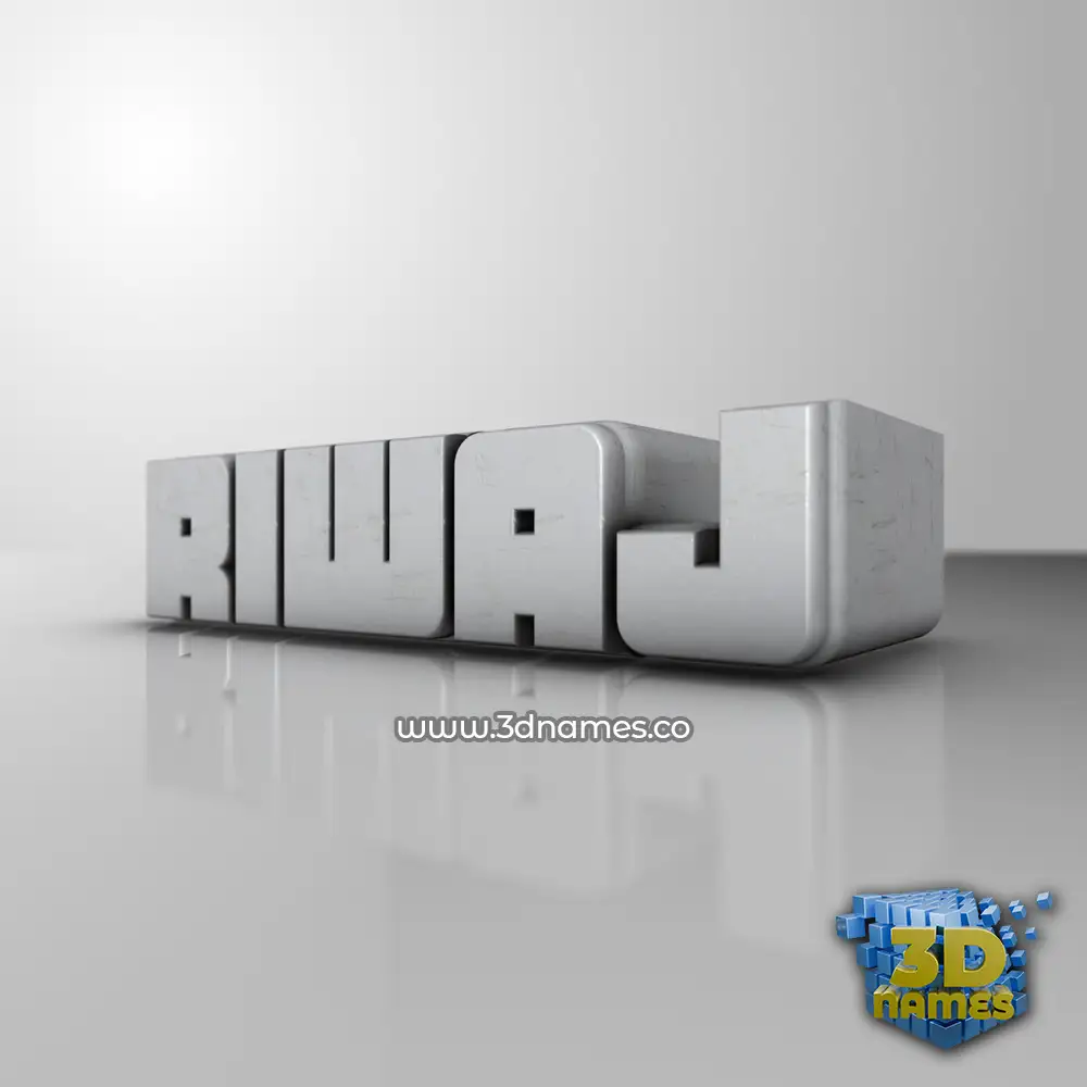 riwaj in White Metro style - 3D name wallpaper