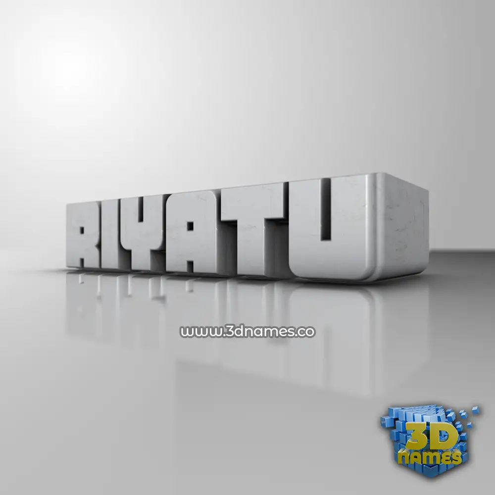 riyatu in White Metro style - 3D name wallpaper