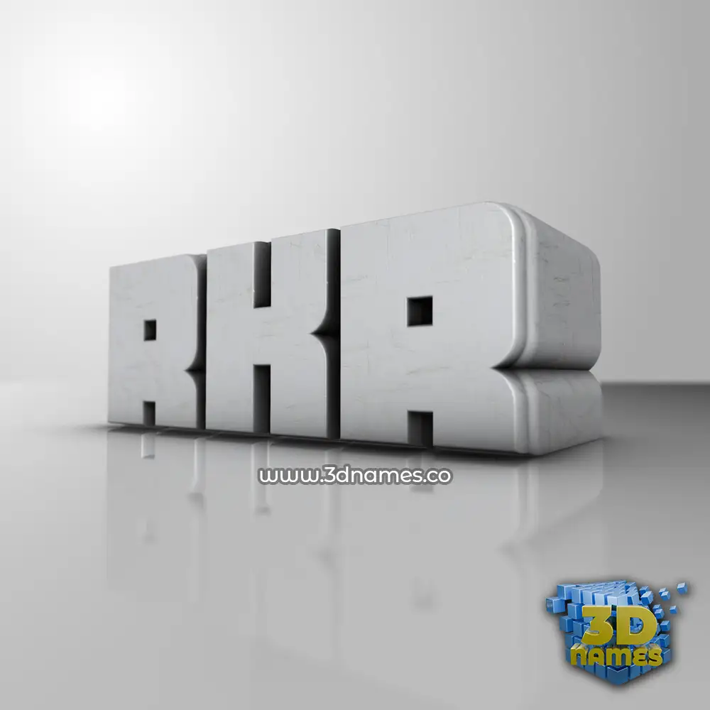 rkr in White Metro style - 3D name wallpaper