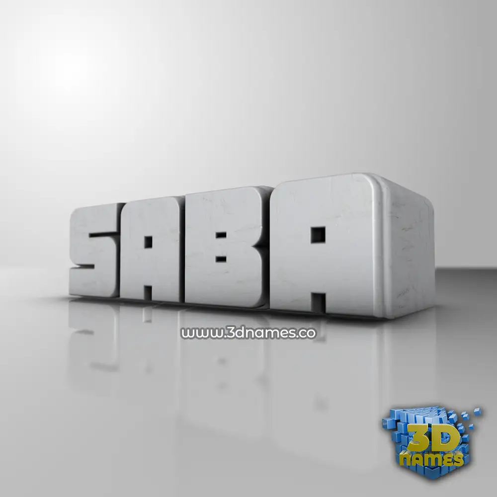saba in White Metro style - 3D name wallpaper