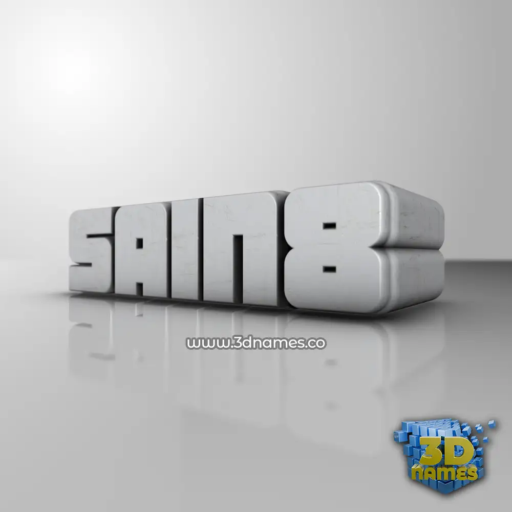 sain8 in White Metro style - 3D name wallpaper