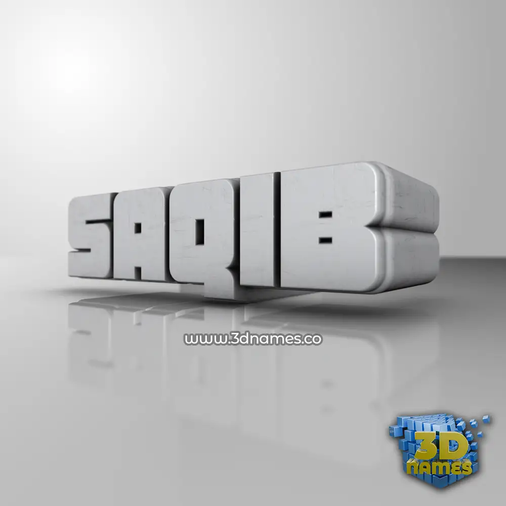 saqib in White Metro style - 3D name wallpaper
