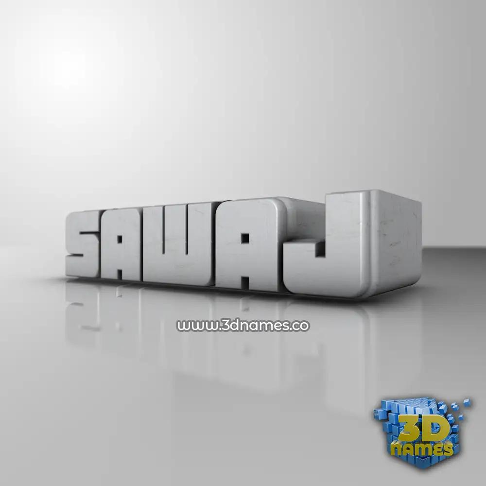 sawaj in White Metro style - 3D name wallpaper