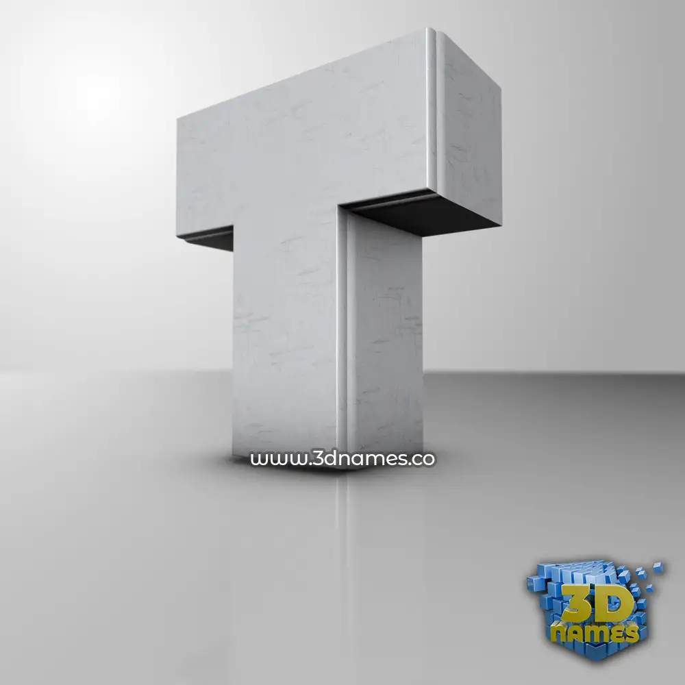 t in White Metro style - 3D name wallpaper