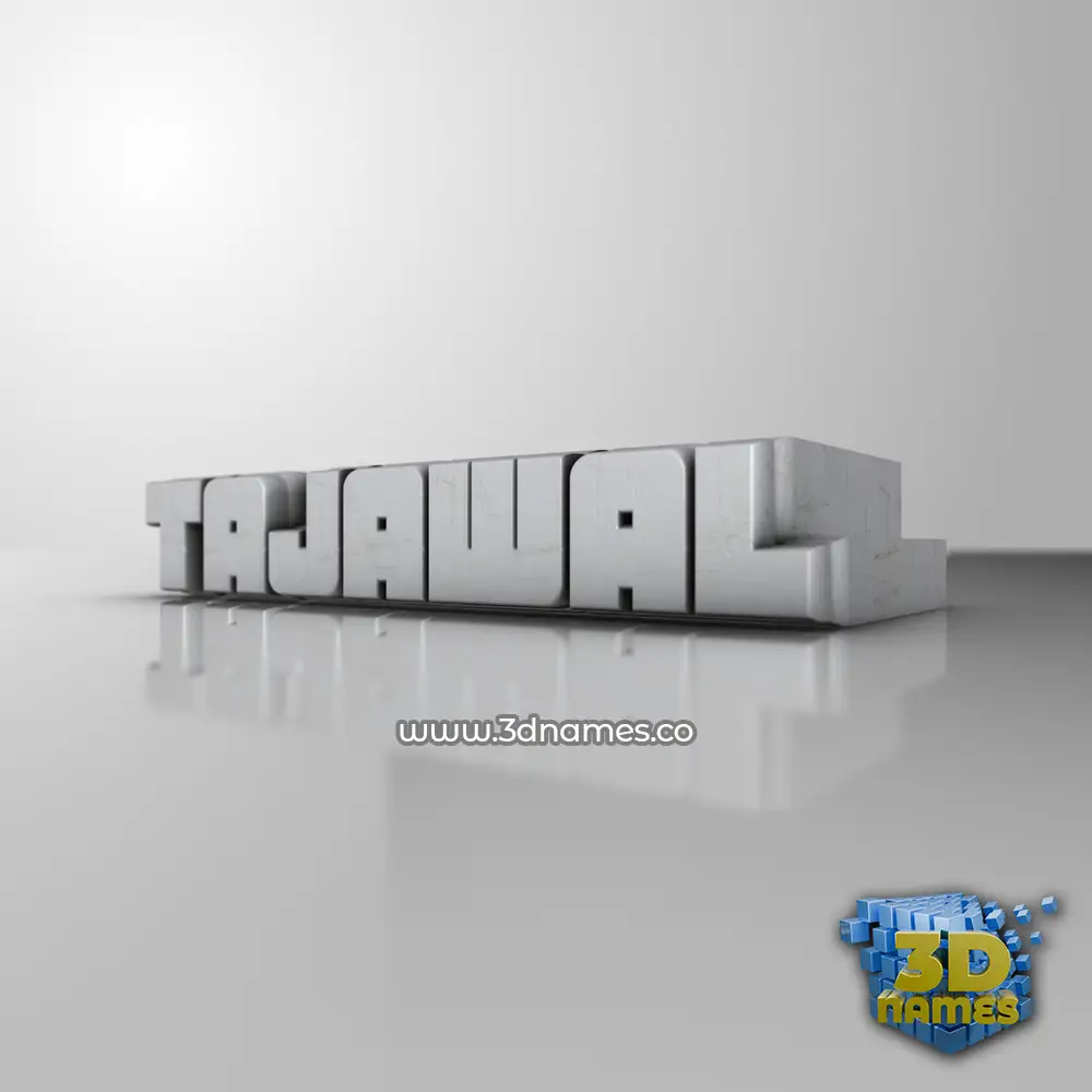 tajawal in White Metro style - 3D name wallpaper